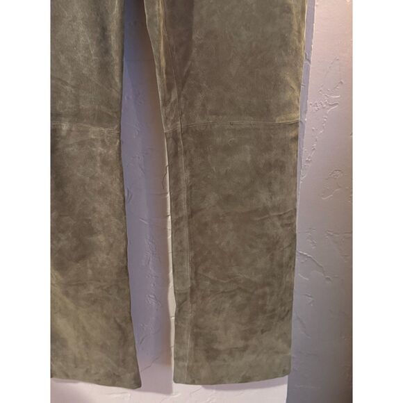 Ann Taylor Taupe Leather Straight Leg Pants Trousers Size 2 Tan Brown - Picture 6 of 7